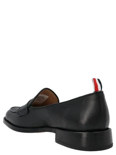 Thom Browne Black Slip-on Loafers With Loop Detail In Black