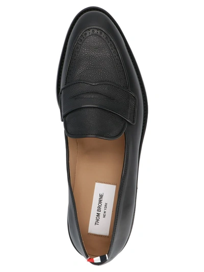 Thom Browne Black Slip-on Loafers With Loop Detail In Black