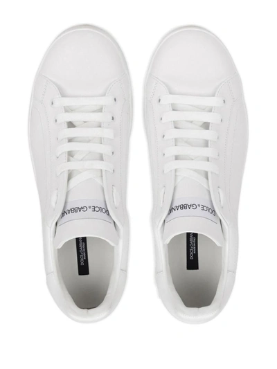 Shop Dolce & Gabbana Portofino Leather Sneakers In White