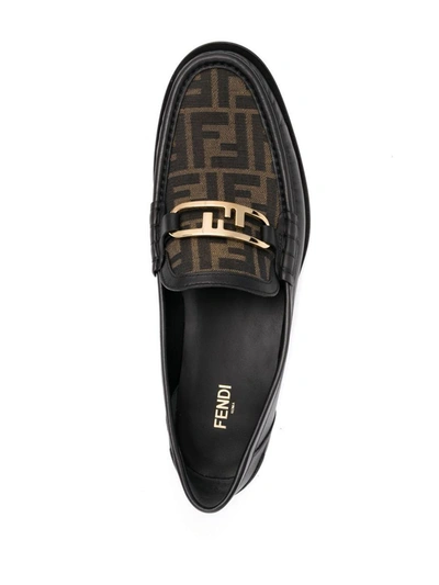 Shop Fendi Logo Moccasts Shoes In Black