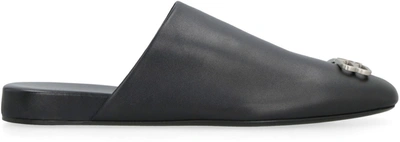 Shop Balenciaga Cosy Bb Leather Slip-on In Black