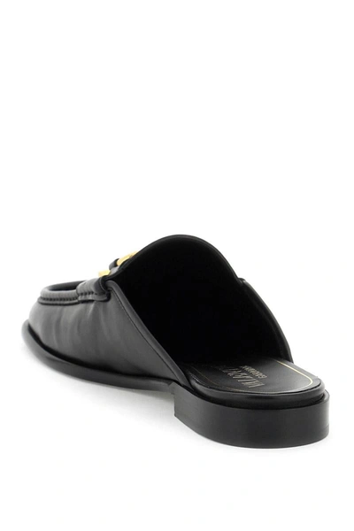 Shop Valentino Garavani Vlogo Leather Sabot In Black