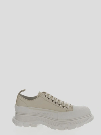 Shop Alexander Mcqueen Sneakers In <p> Sneaker In Vanilla Leather And White Rubber With Tread Sole
