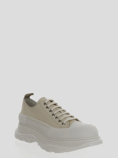 Shop Alexander Mcqueen Sneakers In <p> Sneaker In Vanilla Leather And White Rubber With Tread Sole