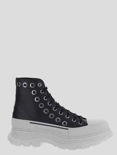 Shop Alexander Mcqueen Tread Slick Boot In <p> Boot In Black Calf Leather With White Oversized Tread Sole