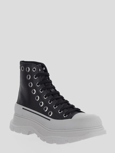 Shop Alexander Mcqueen Tread Slick Boot In <p> Boot In Black Calf Leather With White Oversized Tread Sole