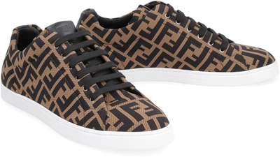 Shop Fendi Knitted Low-top Sneakers In Brown