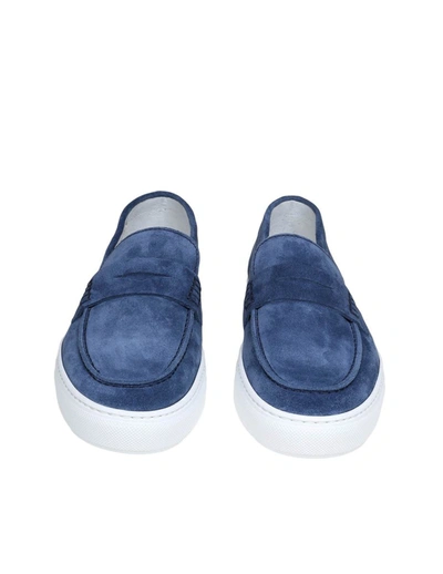 Shop Doucal's Moccasin Slipper In Suede In Tempesta
