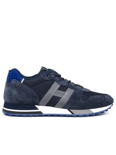 Shop Hogan Mixed Suede H383 Sneaker In Blue