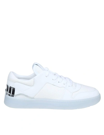 Shop Jimmy Choo Sneakers In Leather And Fabric In White/white