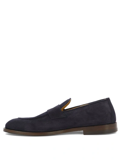 Shop Brunello Cucinelli Suede Unlined Penny Loafers In Blue