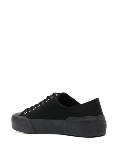Shop Jil Sander Black Low Top Sneakers In Canvas And Leather Man