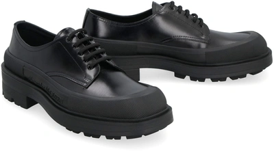 Shop Alexander Mcqueen Leather Lace-up Derby Shoes In Black