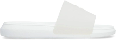 Shop Alexander Mcqueen Logo Detail Rubber Slides In White