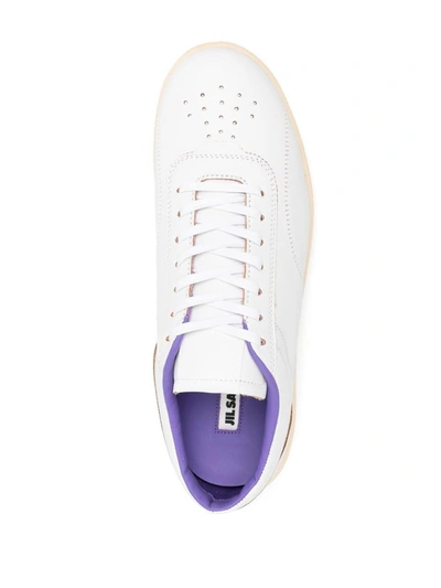 Shop Jil Sander Leather Sneakers In Cream