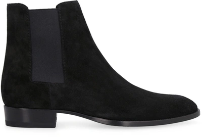 Shop Saint Laurent Wyatt 30 Suede Chelsea Boots In Black