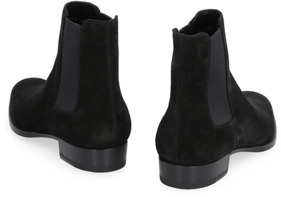 Shop Saint Laurent Wyatt 30 Suede Chelsea Boots In Black