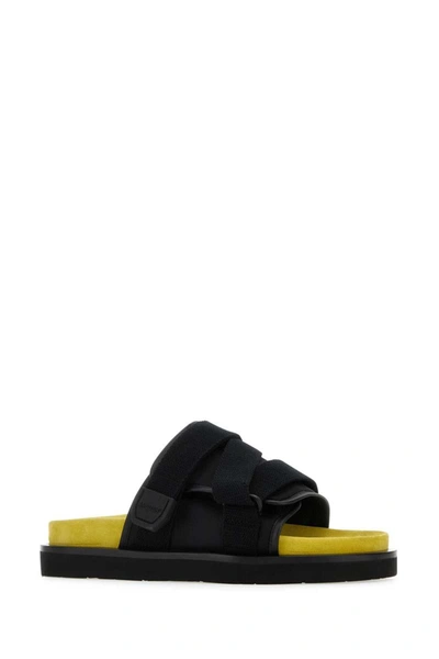 Ambush Buckle-embellished Padded Slides In Black
