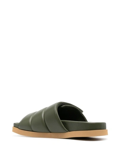 Gia Borghini Open-toe Padded Slides In Green