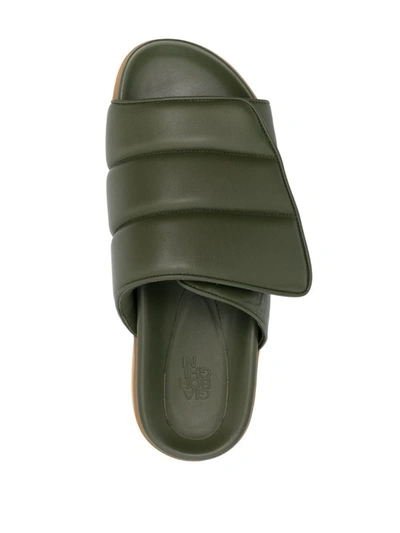 Gia Borghini Open-toe Padded Slides In Green