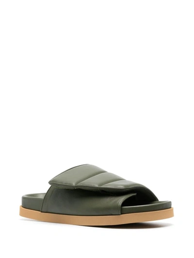 Gia Borghini Open-toe Padded Slides In Green