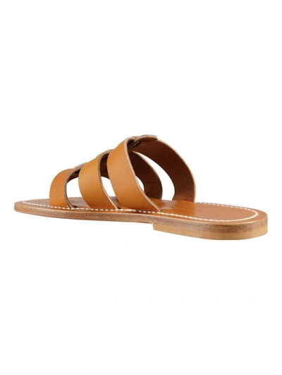 Kjacques K Jacques Dolan Leather Flat Sandals In Brown
