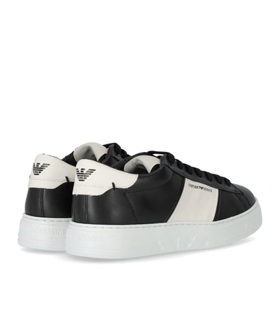 Shop Emporio Armani Black White Sneaker With Logo
