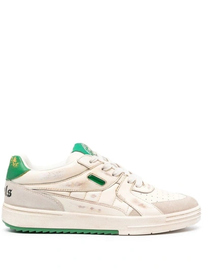 Shop Palm Angels And Green University Low Sneakers In White