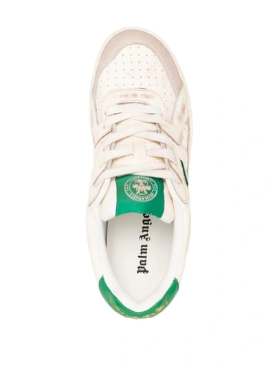 Shop Palm Angels And Green University Low Sneakers In White