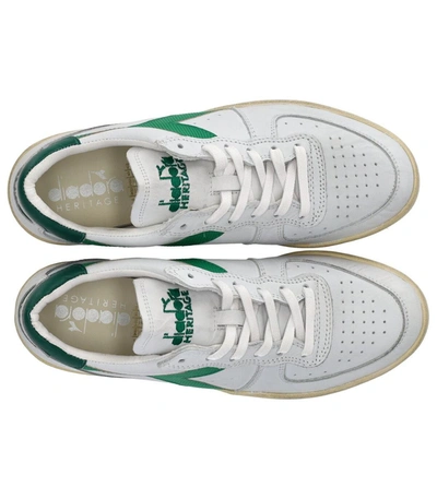 Shop Diadora Heritage  Mi Basket Low Used White Green Sneaker