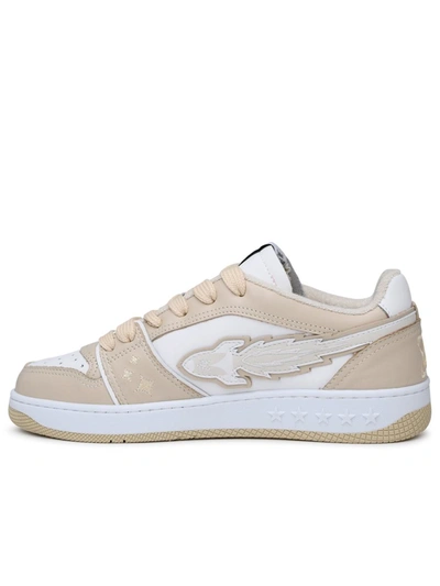 Shop Enterprise Japan Beige Leather Egg Rocket Sneakers In White