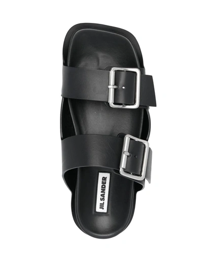 Shop Jil Sander Leather Sandal In Black