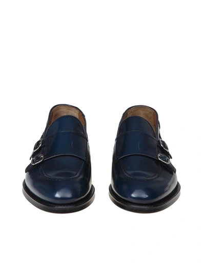 Shop Doucal's Moccasin In Brushed Leather In Blue