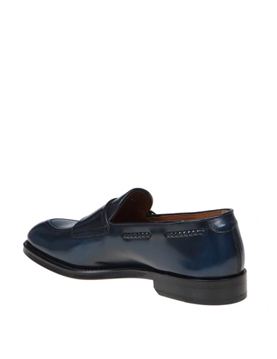 Shop Doucal's Moccasin In Brushed Leather In Blue