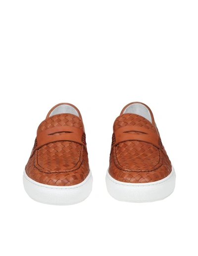 Shop Doucal's Loafer In Woven Leather