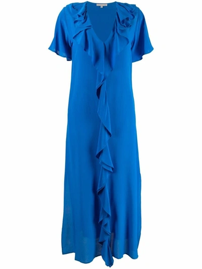 Shop Gold Hawk Dress With Rouches In Blue