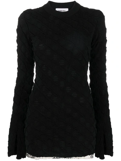 Shop Ambush Monogram High-neck Sweater In Black
