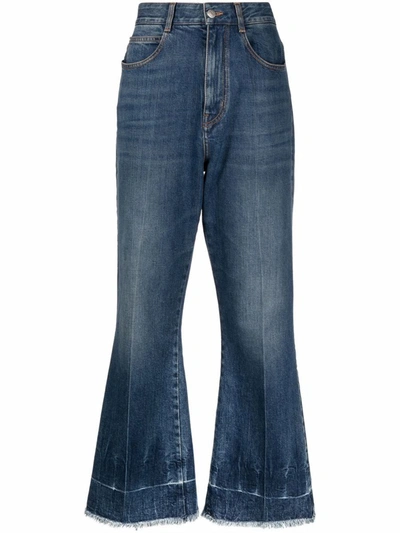 Shop Stella Mccartney Flared Crop Denim Jeans In Blue