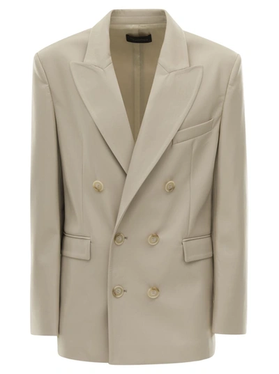 Shop The Andamane Harmony Double Breasted Jacket Vegan Leather In Beige