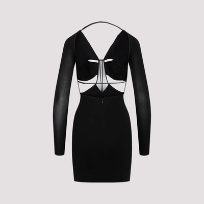 Shop Nensi Dojaka Deep V-neck Cut-out Mini Dress In Black