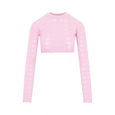 Shop Sportmax Medea Cropped Sweater In Pink &amp; Purple