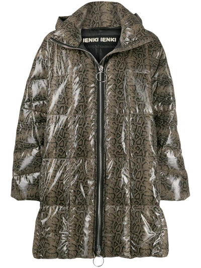 Shop Ienki Ienki Cropped Trapeze Puffer Coat Clothing In Brown Snake