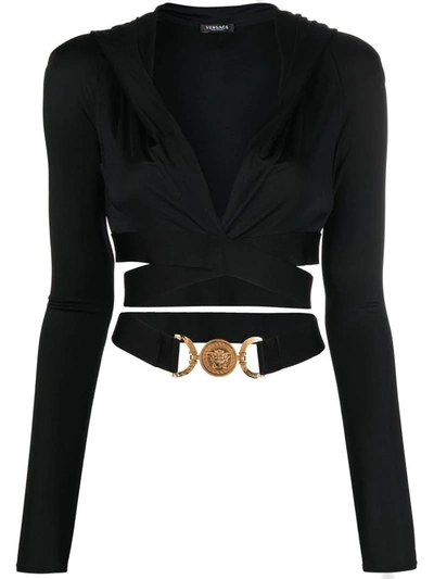 Shop Versace 'medusa Biggie' Crop Top In Black