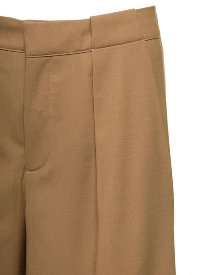 Shop Closed Brown Loose Pants With Concealed Fastening And Belt Loops In Wool Blend Woman In Beige