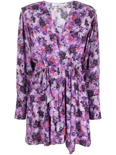 Shop Iro Paris Viscose Short Dress In Purple
