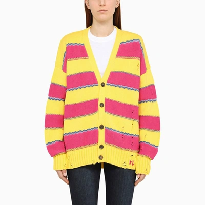 Shop Dsquared2 Yellow And Pink Striped Cardigan In Multicolor