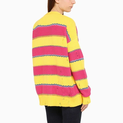 Shop Dsquared2 Yellow And Pink Striped Cardigan In Multicolor