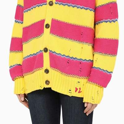 Dsquared2 Distressed Oversized Knit Cardigan In Multicolor