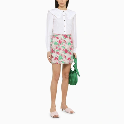 Ganni Multicolor Mini A-line Skirt With 3d Jacquard Floreal Motif In Recycled Polyester In Multicolor