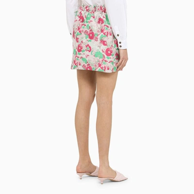 Ganni Multicolor Mini A-line Skirt With 3d Jacquard Floreal Motif In Recycled Polyester In Multicolor